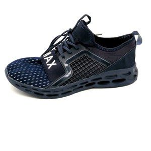 Max Mens Sneaker Navy Blue Lace Up Walking‎ Shoe Round Toe Flat Heel EUR 45
